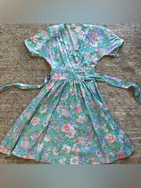 Vintage Impromptu Floral Wrap Dress Medium